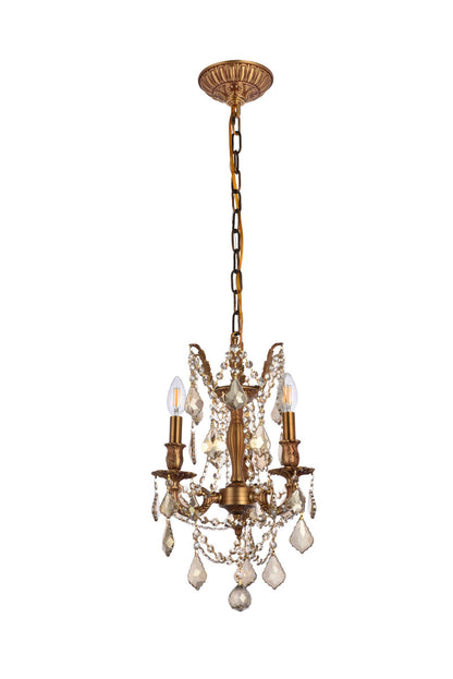 Rosalia 3 light French Gold Pendant Golden Teak (Smoky) Royal Cut Crystal