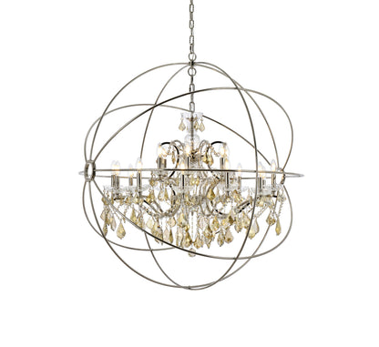 Geneva 18 light polished nickel Chandelier Golden Teak (Smoky) Royal Cut crystal