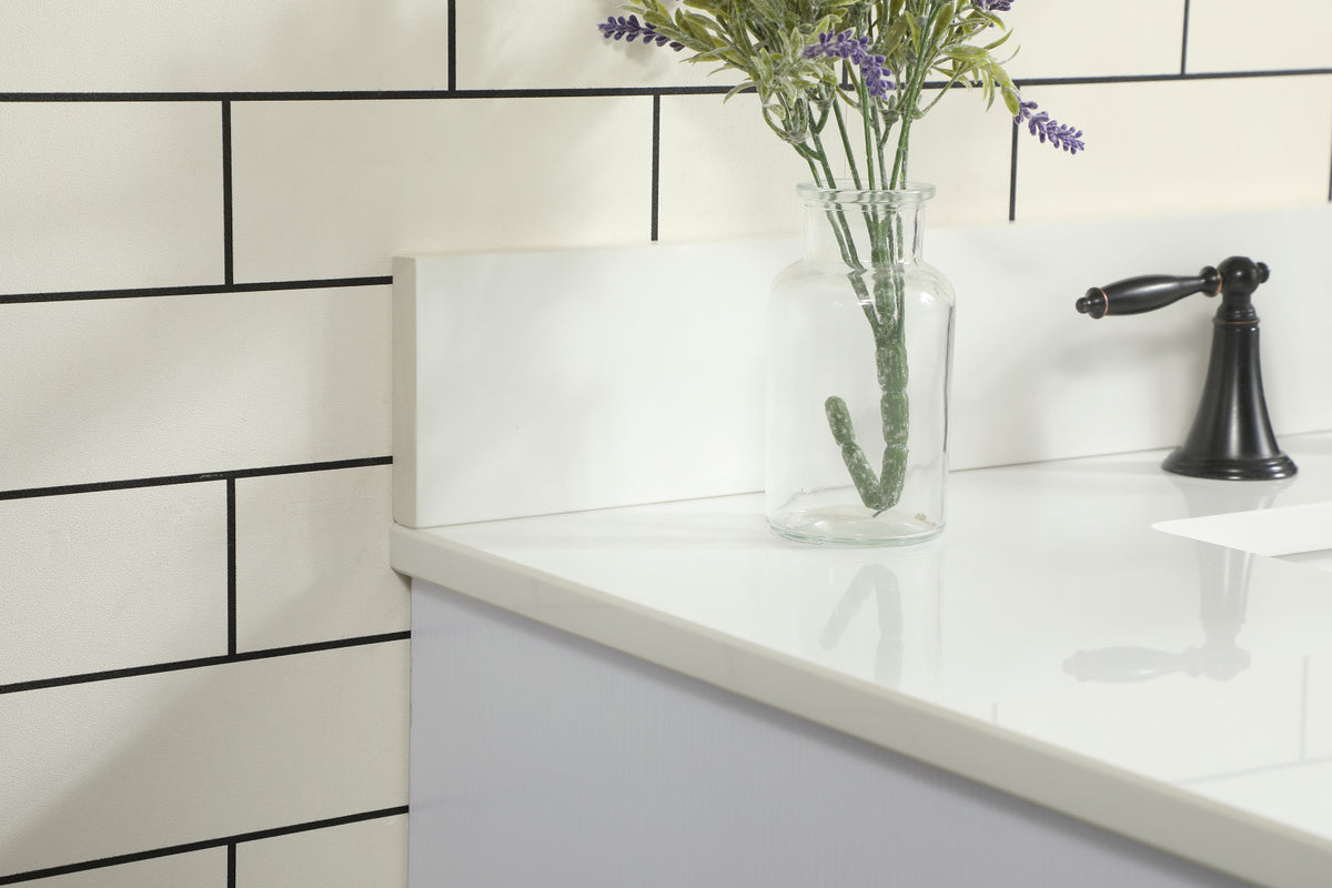 36 inch Single bathroom vanity in white with backsplash