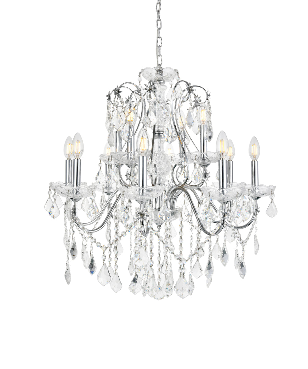 St. Francis 12 light Chrome Chandelier Clear Royal Cut Crystal
