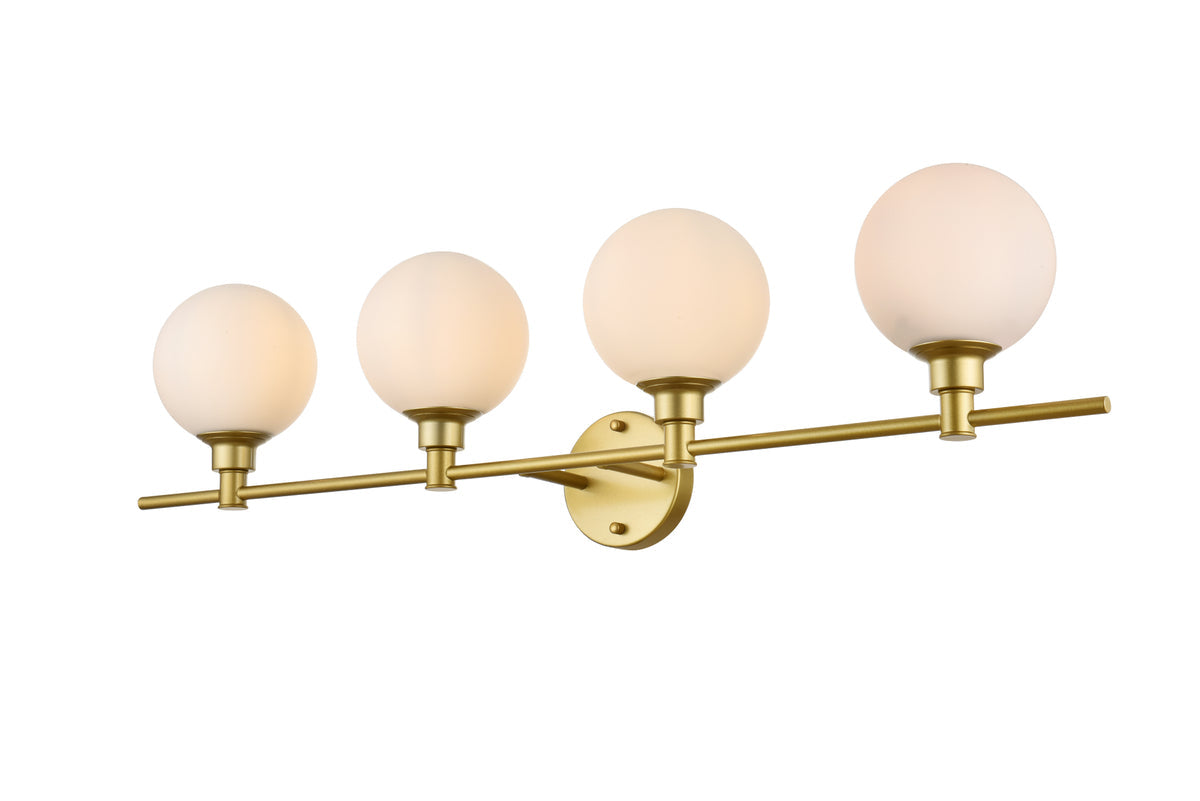 Cordelia 4 light Brass and frosted white Bath Sconce