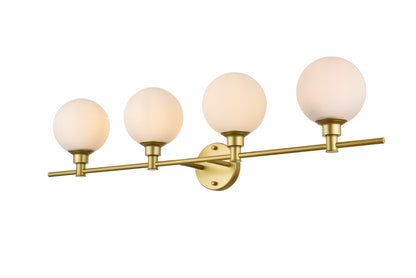 Cordelia 4 light Brass and frosted white Bath Sconce