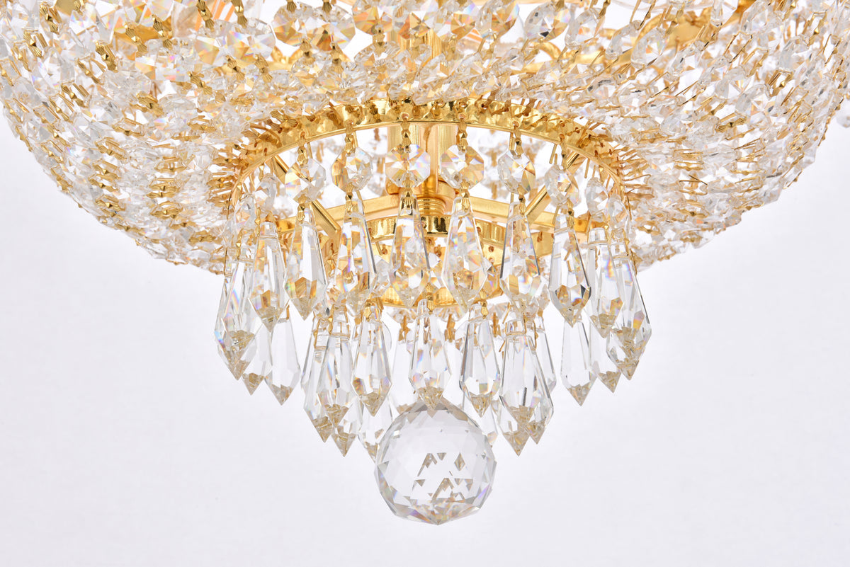 Century 8 light Gold Pendant Clear Royal Cut Crystal