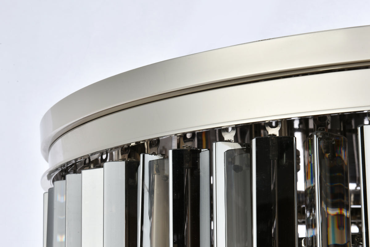 Sydney 17 light polished nickel Flush Mount Silver Shade (Grey) Royal Cut Crystal