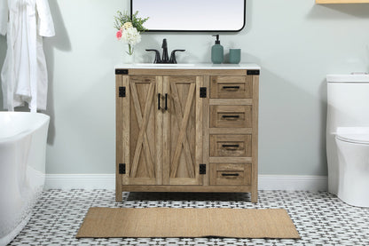 36 inch Single bathroom vanity in natural oak