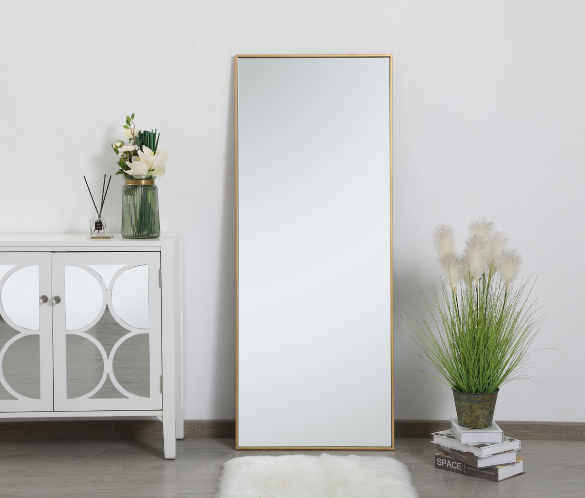 Metal frame rectangle mirror 24 inch in Brass