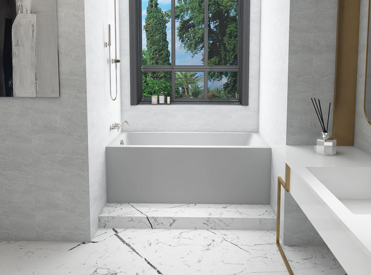 Alcove soaking bathtub 30x60 inch left drain in glossy white