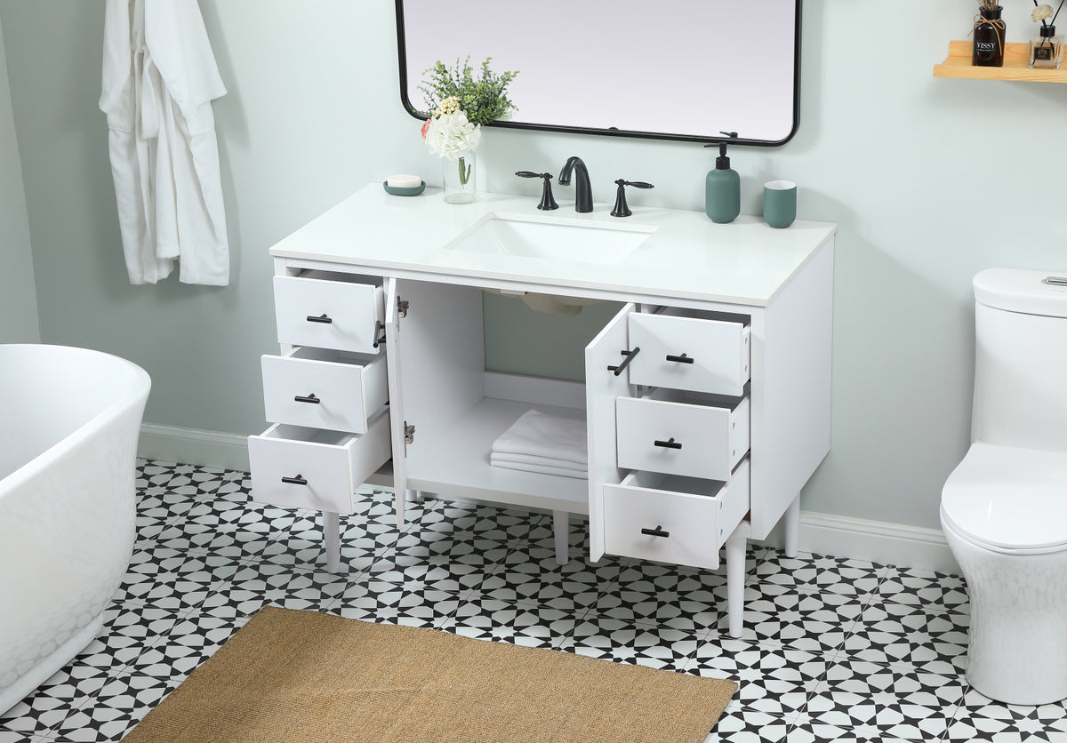 48 inch Single bathroom vanity in white