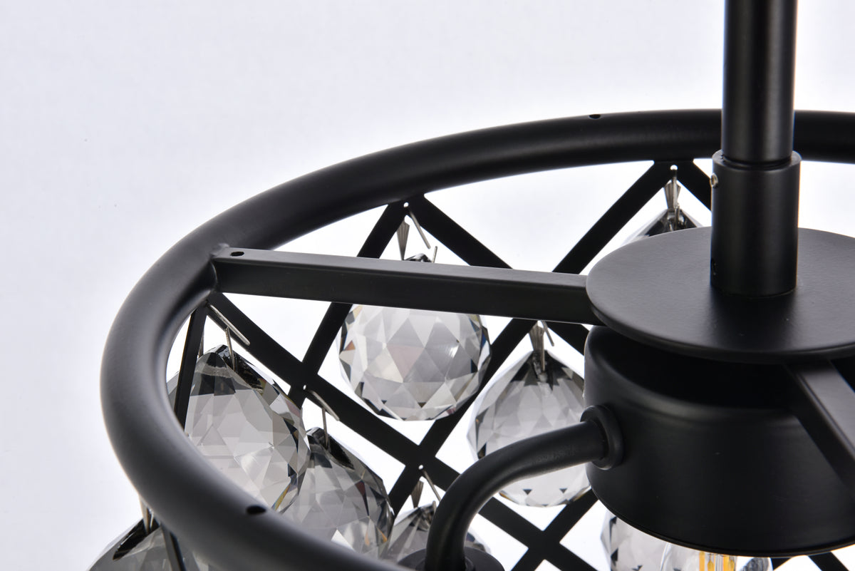 Madison 3 light Matte Black Pendant Silver Shade (Grey) Royal Cut Crystal