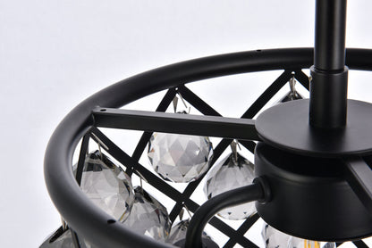 Madison 3 light Matte Black Pendant Silver Shade (Grey) Royal Cut Crystal