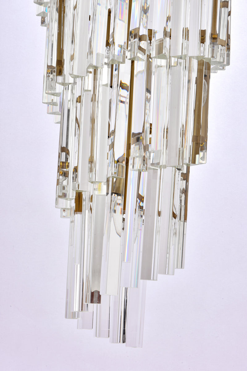 Sydney 30 inch spiral crystal chandelier in satin gold