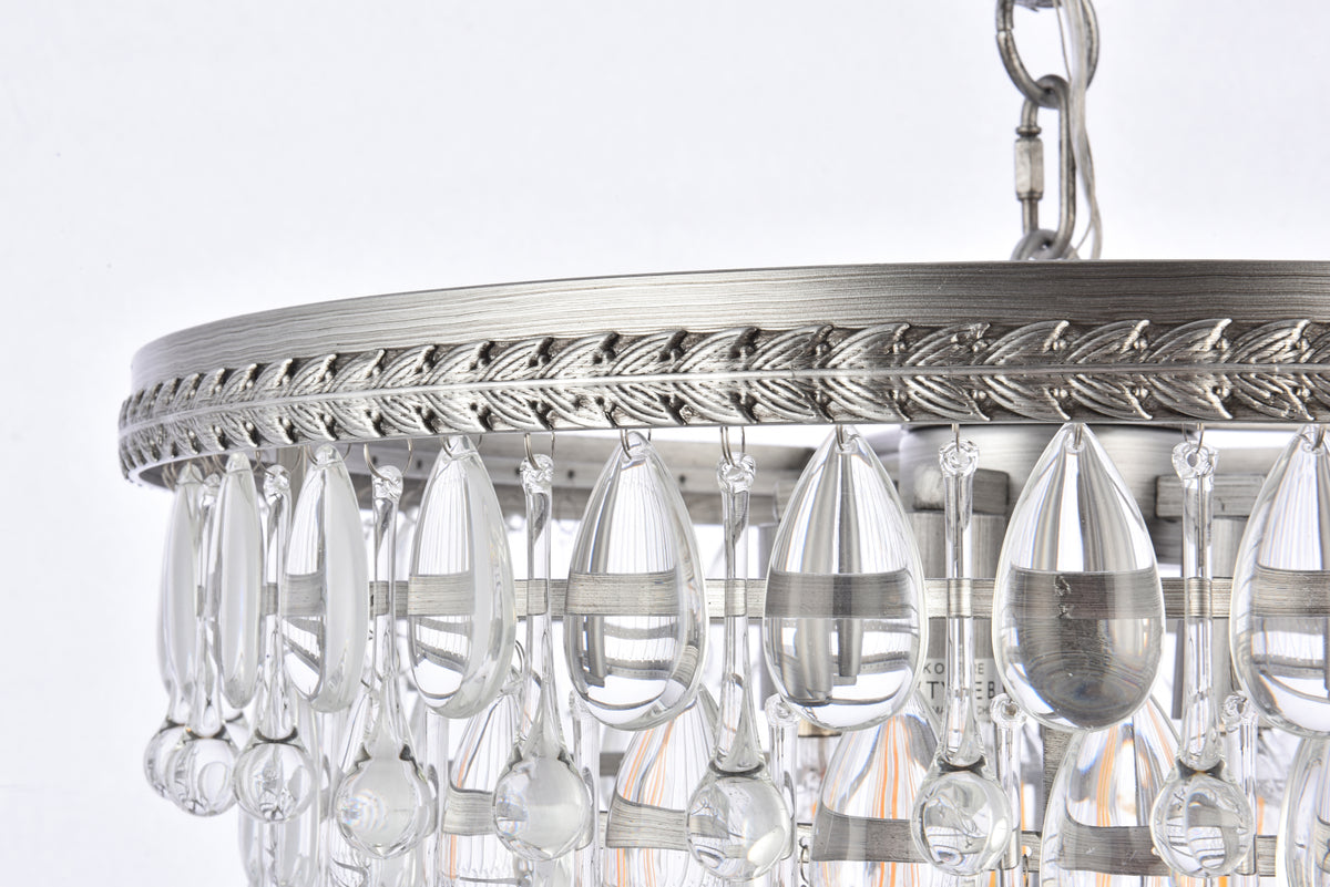 Nordic 5 light antique silver Pendant Clear Royal Cut Crystal