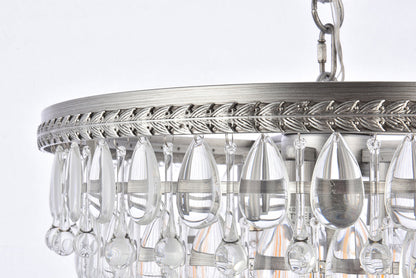 Nordic 5 light antique silver Pendant Clear Royal Cut Crystal