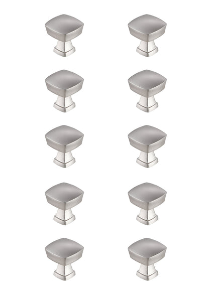 Irvin 1.3" Brushed Nickel Square Knob Multipack (Set of 10)