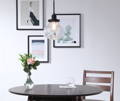 Lyle 1 light Black and Clear seeded glass pendant