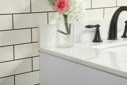 32 inch Single bathroom vanity in white with backsplash