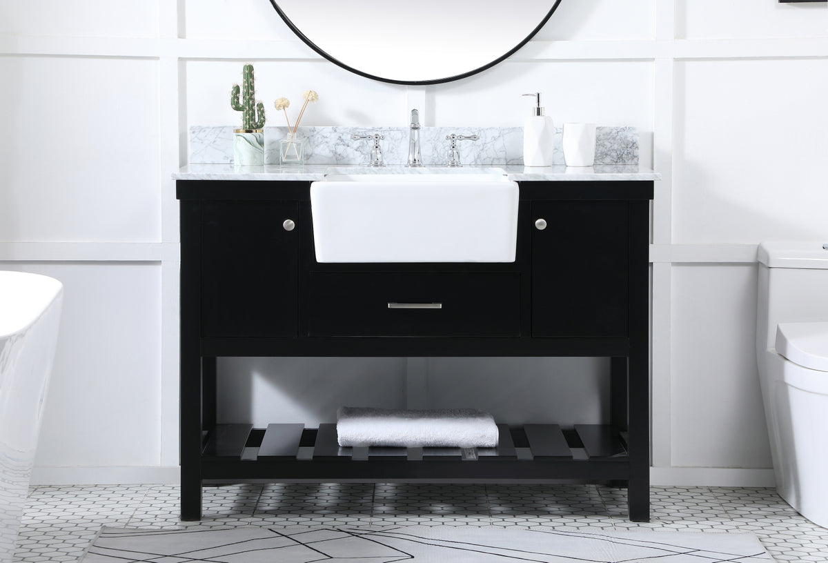 48 inch Single bathroom vanity in black with backsplash