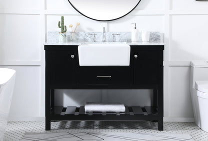 48 inch Single bathroom vanity in black with backsplash