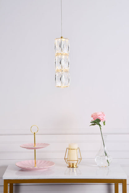 Polaris LED light gold Pendant Clear Royal Cut Crystal