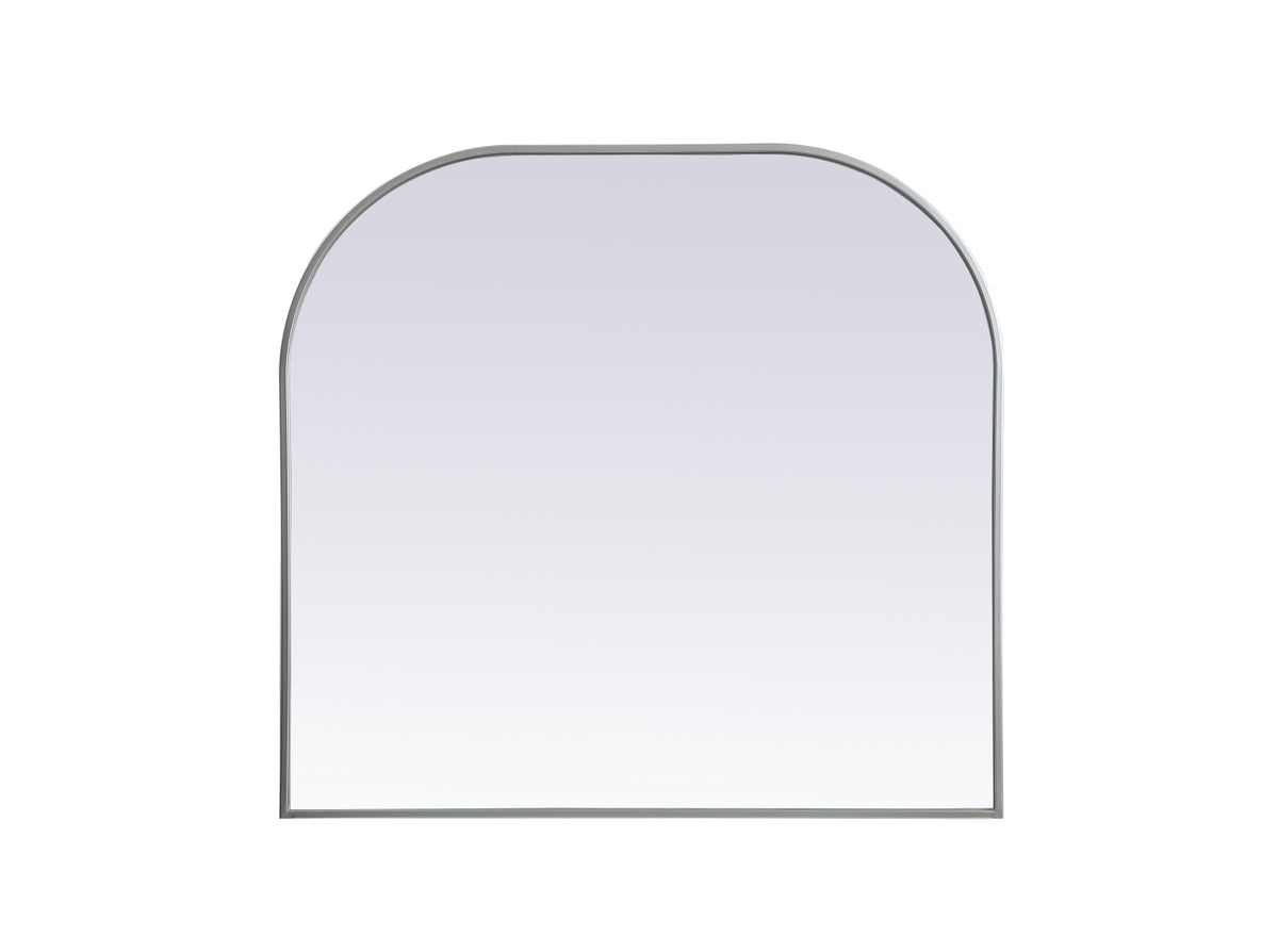 Metal Frame Arch Mirror 36x34 Inch in Silver