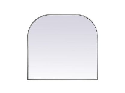 Metal Frame Arch Mirror 36x34 Inch in Silver