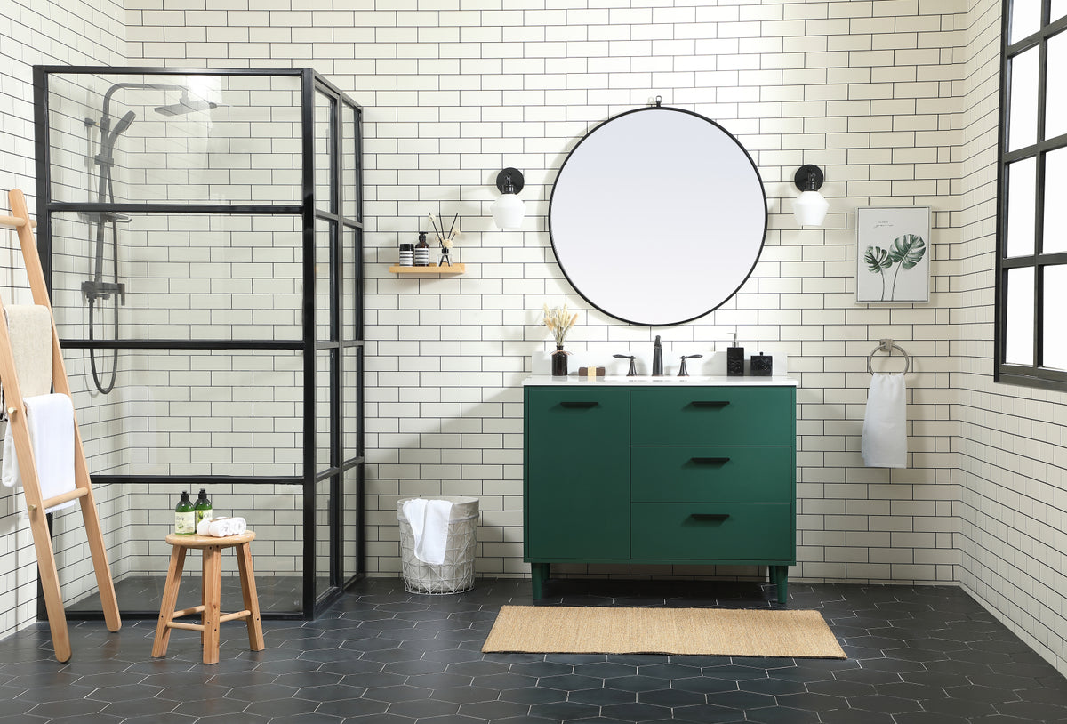 42 inch bathroom vanity in Green with backsplash