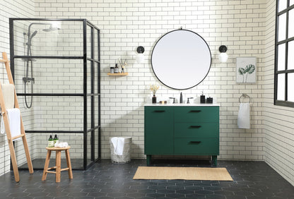 42 inch bathroom vanity in Green with backsplash