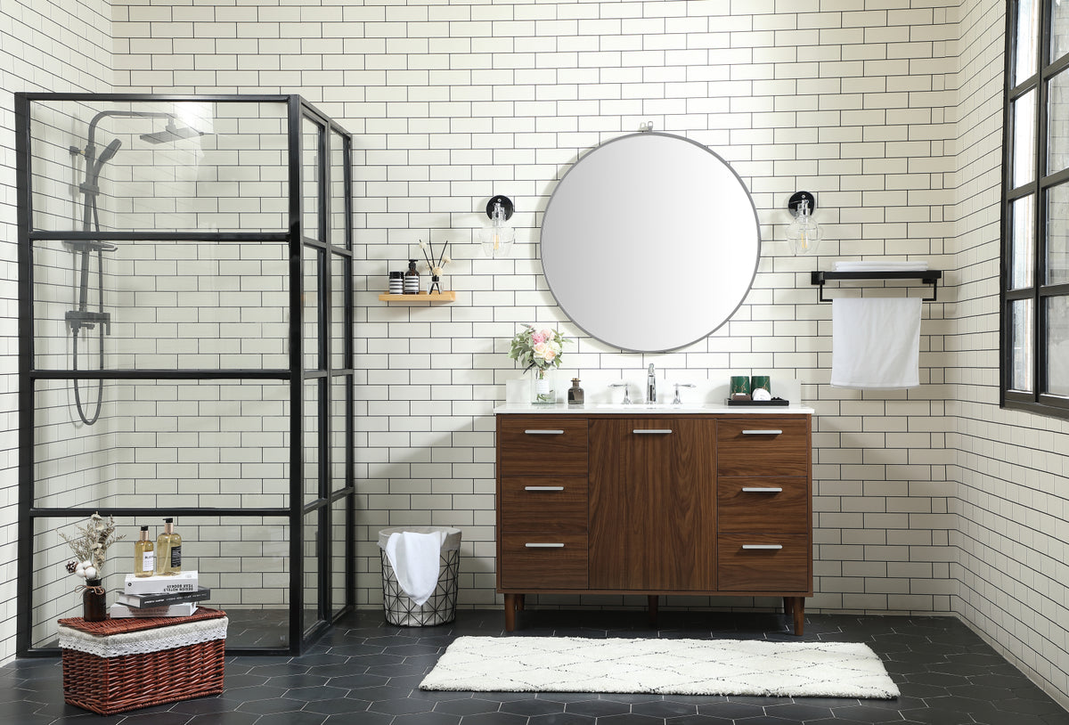48 inch bathroom vanity in Walnut with backsplash