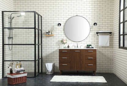 48 inch bathroom vanity in Walnut with backsplash
