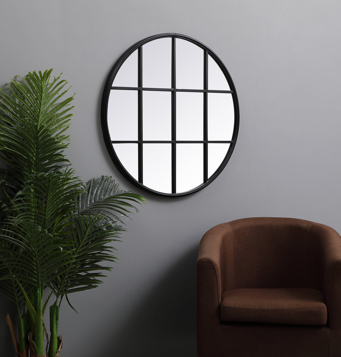 Metal windowpane mirror 32 inch x 32 inch in Black