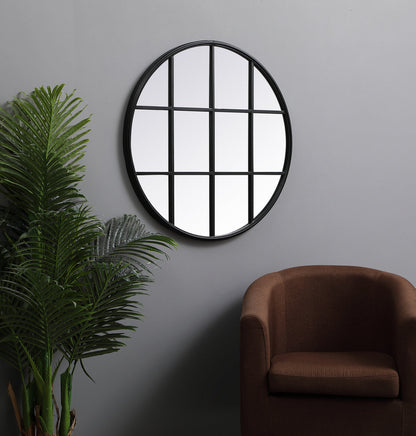 Metal windowpane mirror 32 inch x 32 inch in Black