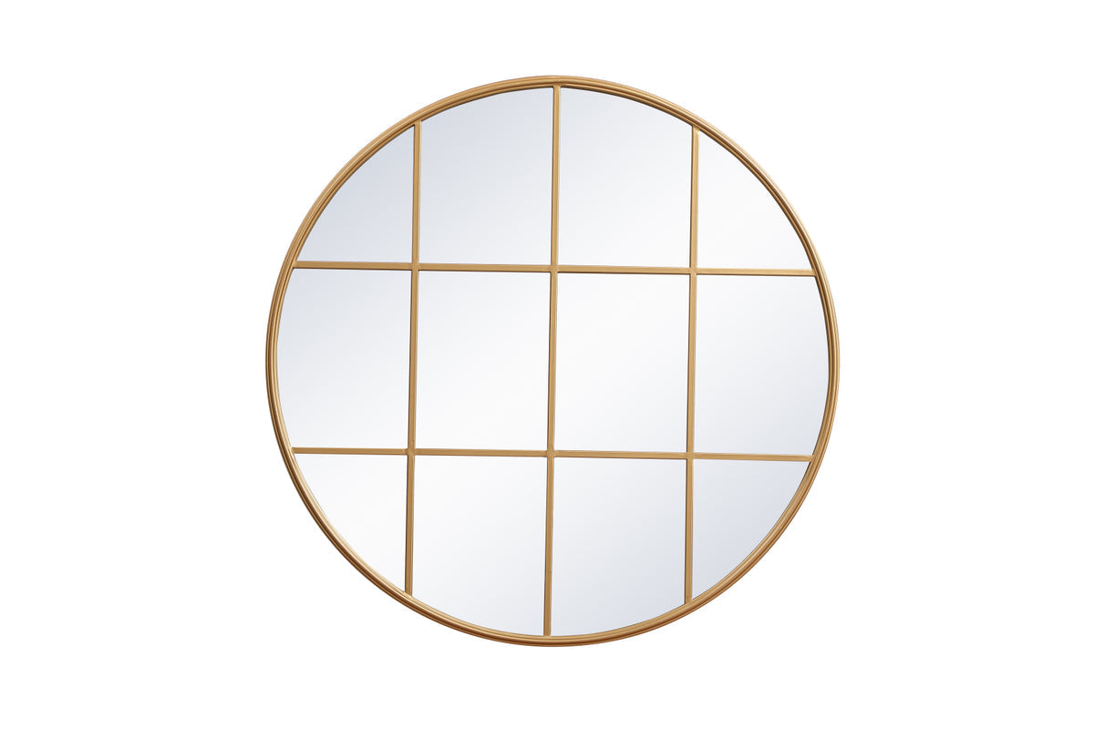 Metal windowpane mirror 42 inch x 42 inch in Brass