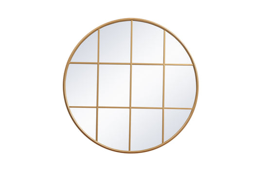 Metal windowpane mirror 42 inch x 42 inch in Brass