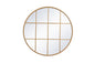 Metal windowpane mirror 42 inch x 42 inch in Brass