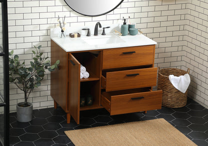 42 inch bathroom vanity in Teak with backsplash