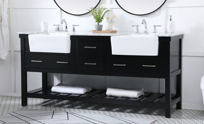 72 inch double bathroom vanity in black