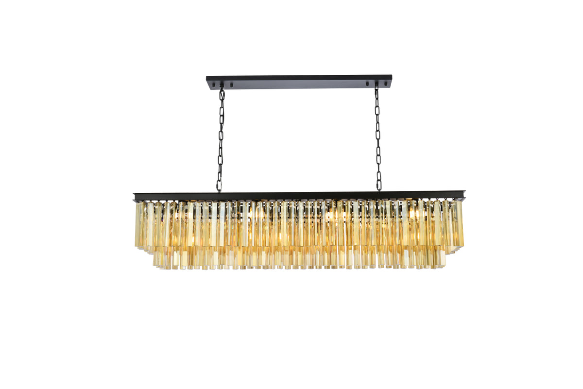Sydney 12 light Matte Black Chandelier Golden Teak (Smoky) Royal Cut Crystal