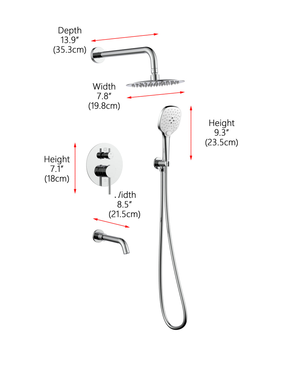George Complete Shower and Tub Faucet with Rough-in Valve in Chrome