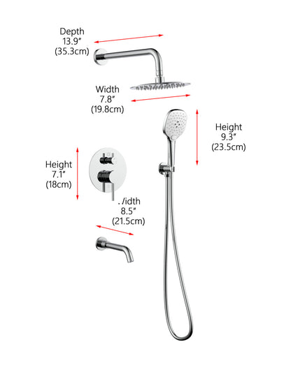 George Complete Shower and Tub Faucet with Rough-in Valve in Chrome