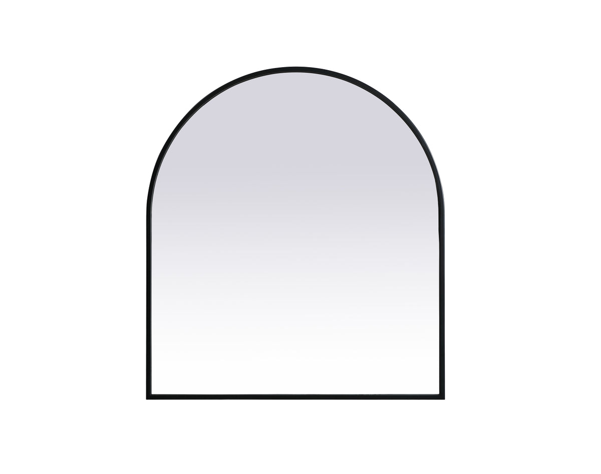 Metal Frame Arch Mirror 27x30 Inch in Black