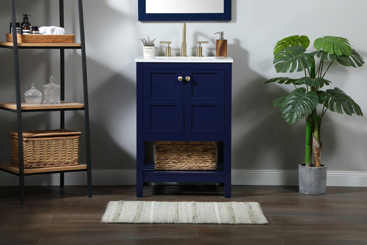 24 inch Single bathroom vanity in blue