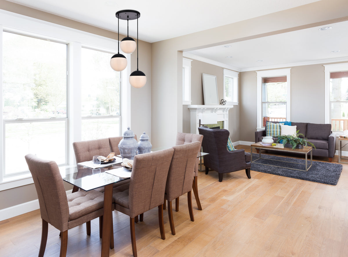 Eclipse 3 Lights Black Pendant With Frosted White Glass