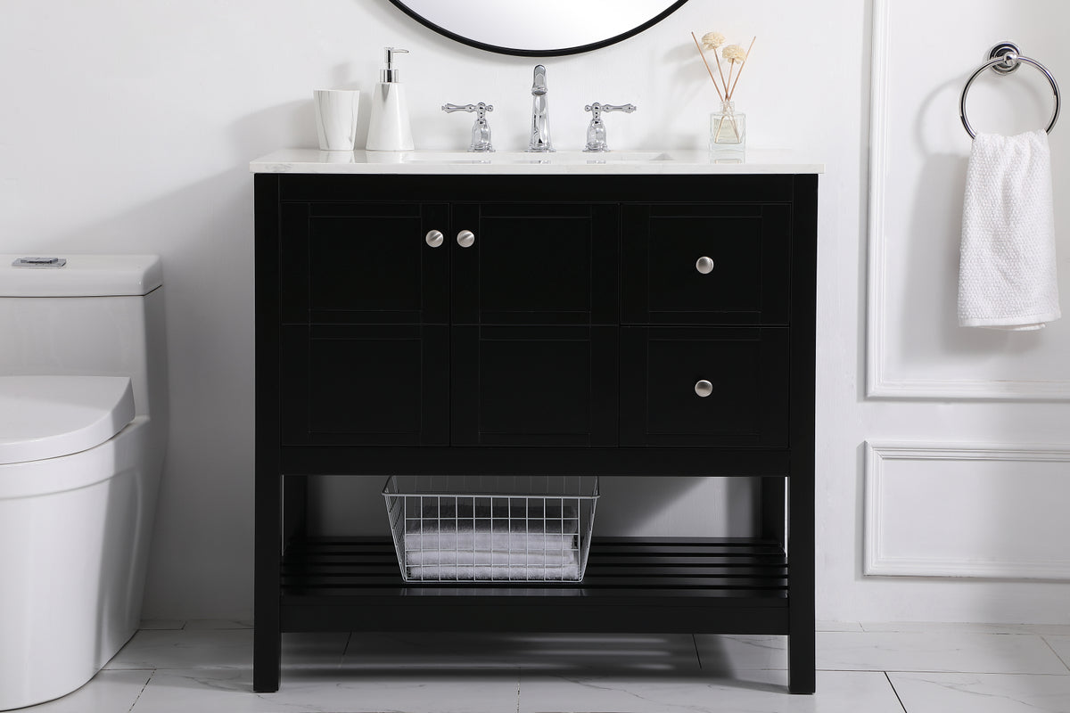 36 inch Single Bathroom Vanity in Black