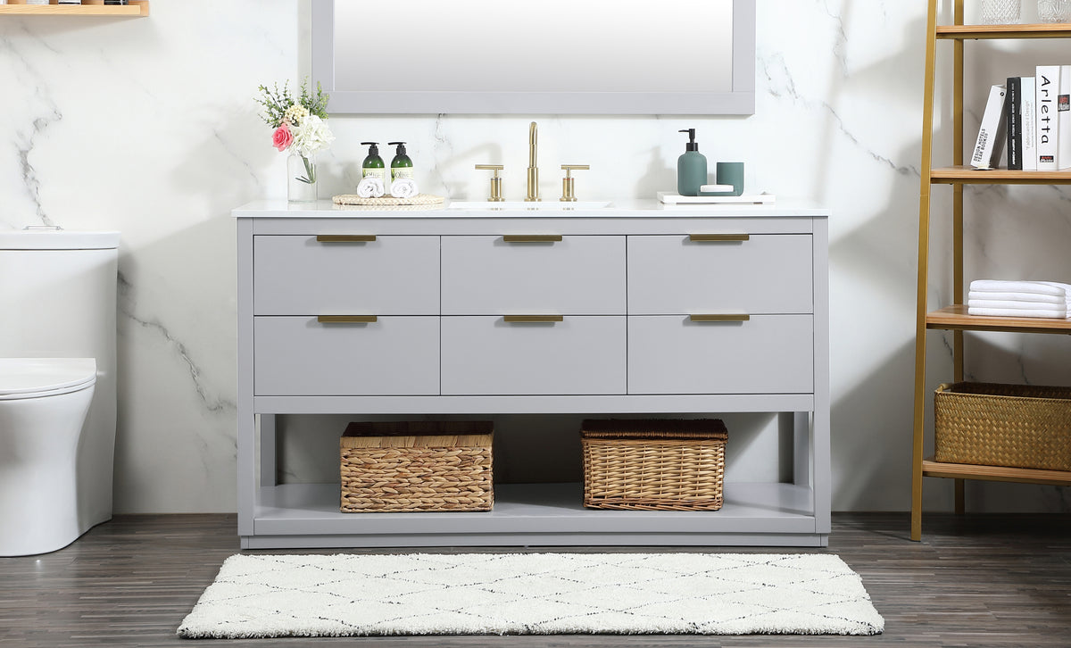 60 inch Single bathroom vanity in grey