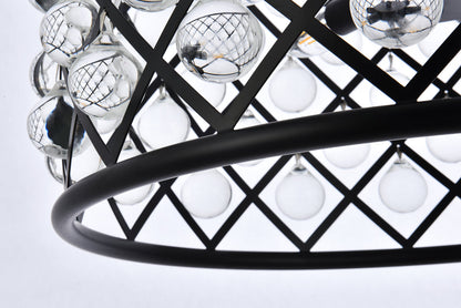 Madison 6 light Matte Black Pendant Clear Royal Cut Crystal