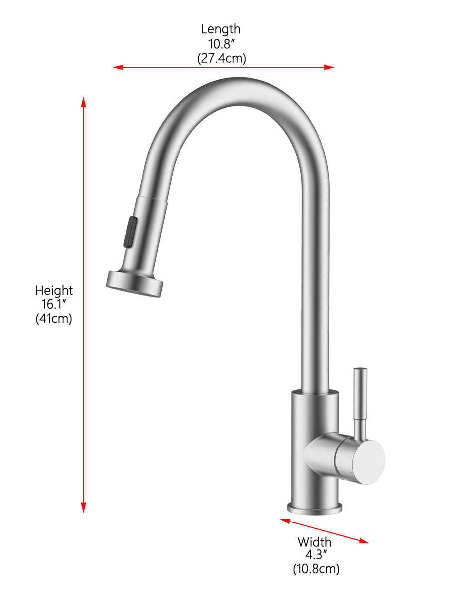 Sem Single Handle Pull Down Sprayer Kitchen Faucet in Brushed Nickel
