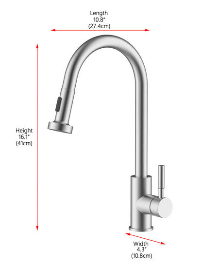 Sem Single Handle Pull Down Sprayer Kitchen Faucet in Brushed Nickel