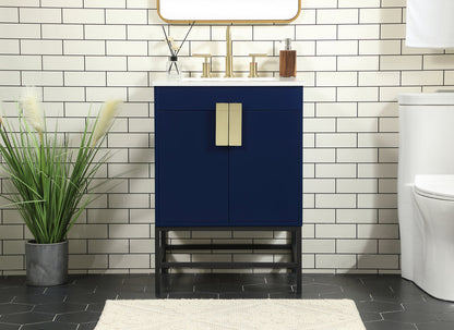24 inch Single bathroom vanity in blue