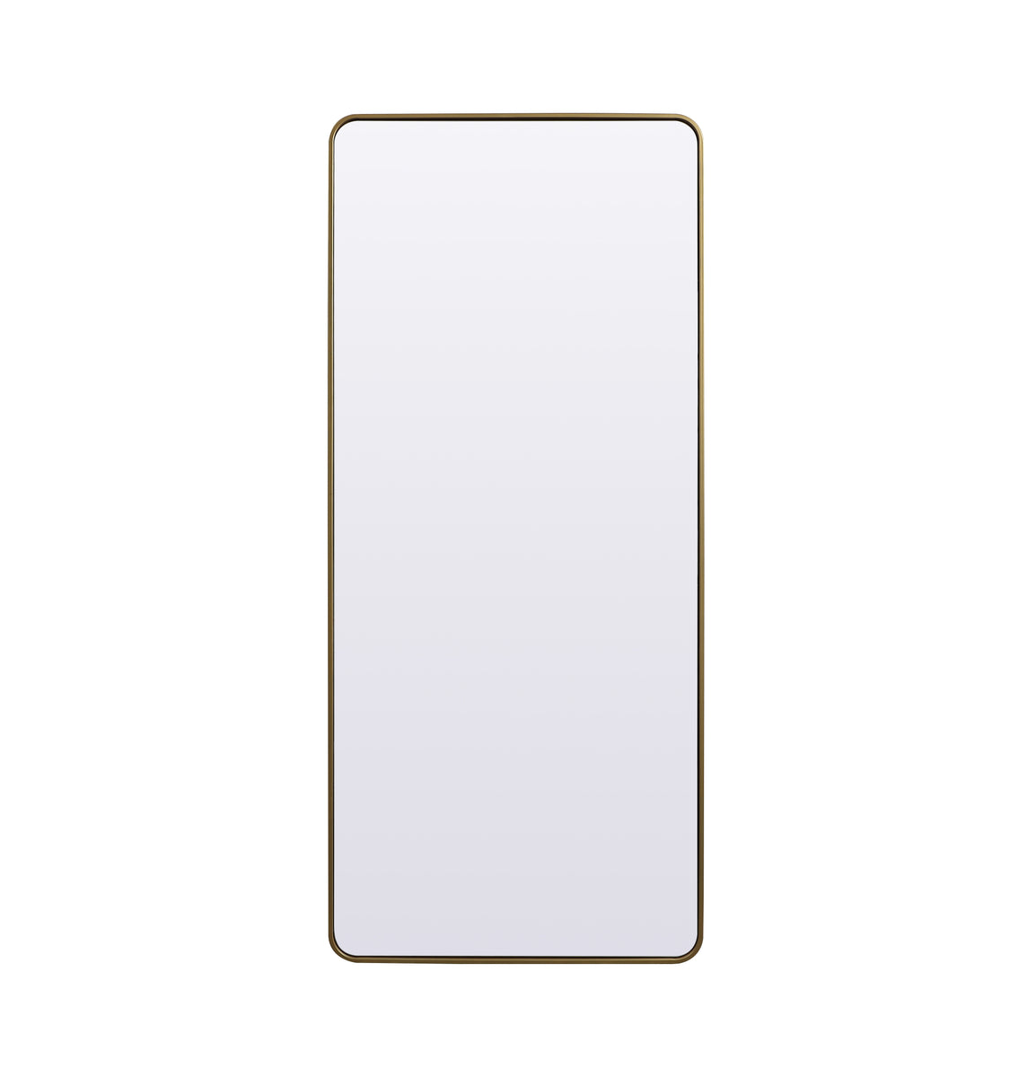 Soft Corner Metal Rectangle Mirror 32x72 Inch in Brass