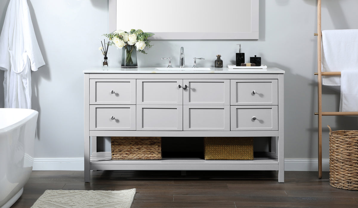 60 inch Single bathroom vanity in grey